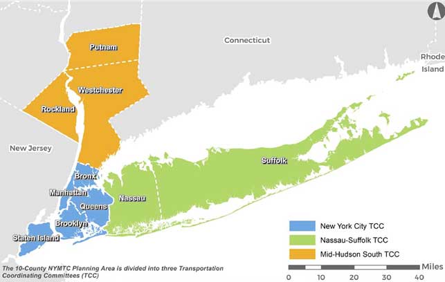 Map of NYMTC region.