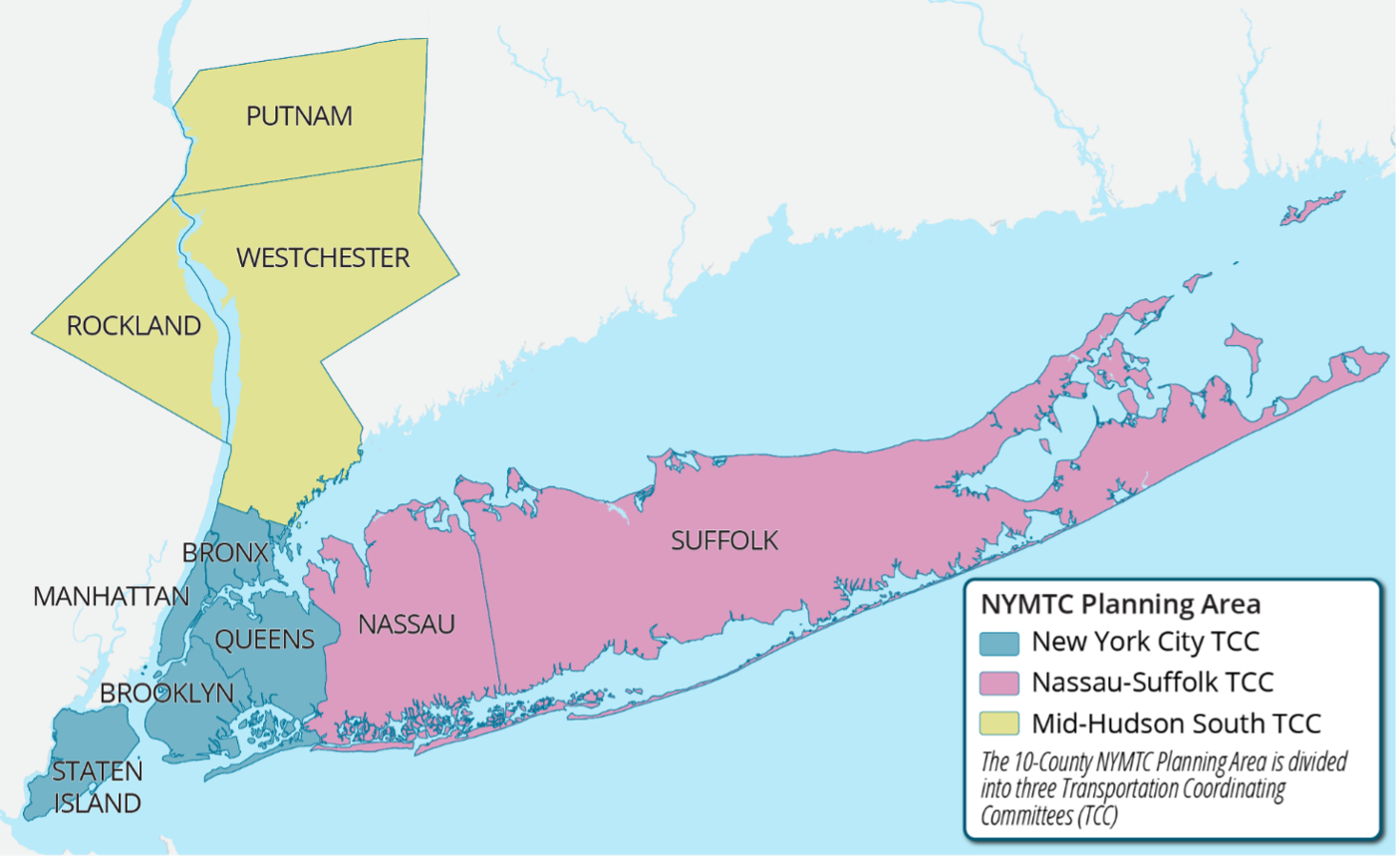 Map of NYMTC region.